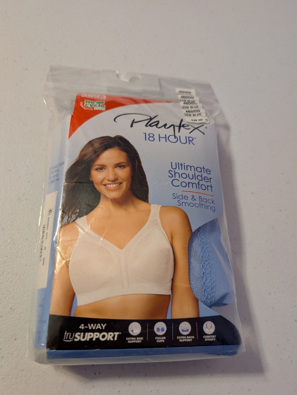 Playtex 18 Hour Ultimate Shoulder Comfort Wire Free 46DDD Zen Blue